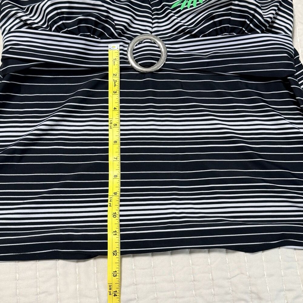 Addition Elle Black & White Striped Tankini Top | Floral Design | XL - Picture 6 of 8